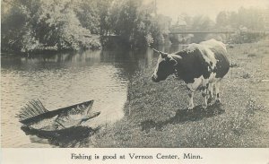 Postcard RPPC Photo Minnesota Vernon Center C-1910  Big Fish Exaggeration 23-97