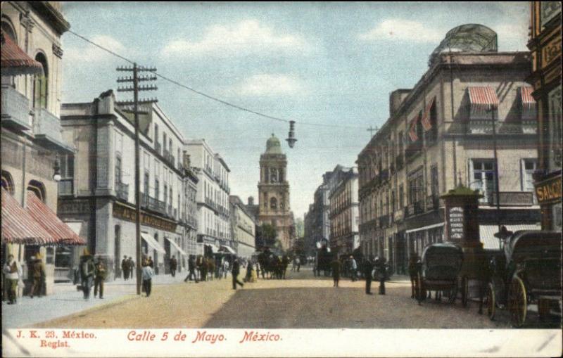 Mexico City Calle Cinco de Mayo c1905 Postcard #2