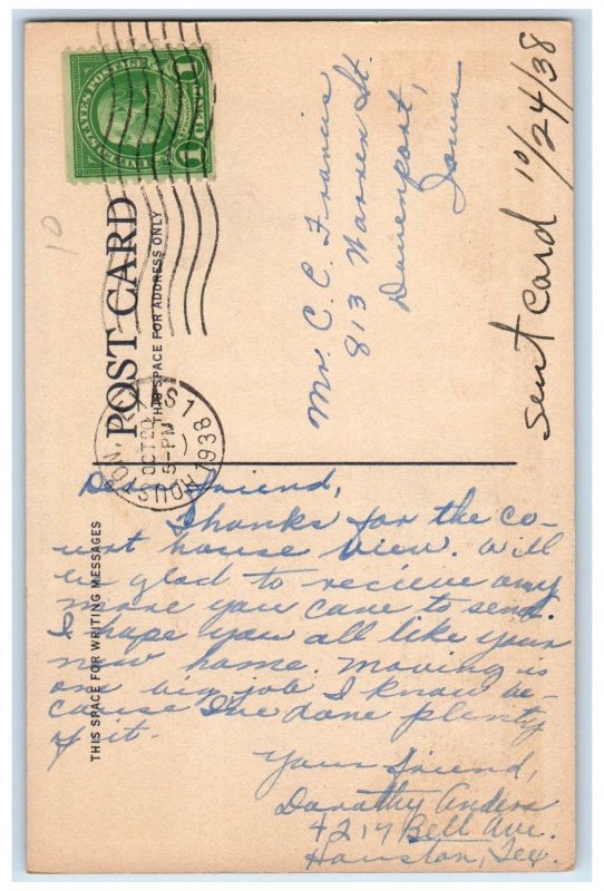 1938 Jefferson Davis Hospital Out Patient Ward Bldg. Houston Texas TX Postcard