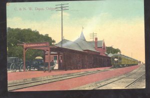 OSHKOSH WISCONSIN RAILROAD DEPOT TRAIN STATION C&MW VINTAGE POSTCARD 1914