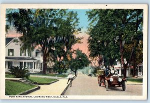 1920 Ocala Florida FL Vintage Postcard Fort King Avenue Looking West Classic Car
