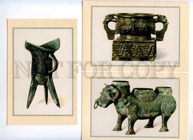 434292 CHINA treasures antiquity set 6 postcards-images on mat original cover