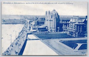 1910's Boardwalk Hotel & Million Dollar Pier Atlantic City NJ Posted Postcard