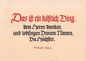 DAS IST EIN HOFTLICH DING-THAT'S POLITE~GERMAN BIBLE VERSE PSALM 92.2 POSTCARD