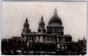 c1910s London, England St Paul's Cathedral RPPC Church City Birds Eye Photo A150