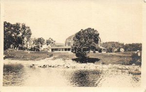 South Brook Maine 1924 RPPC Real Photo Postcard House and Lake