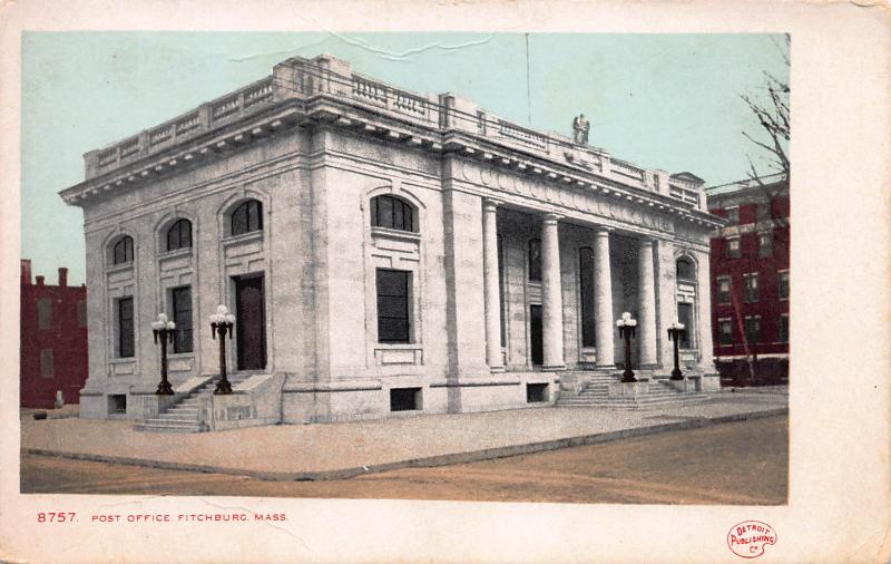 Post Office, Fitchburg, Massachusetts, Very Early Postcard, Unused