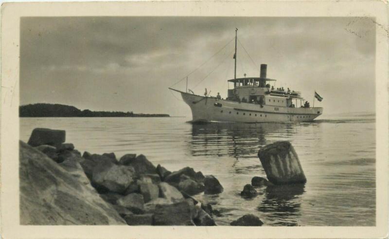 Ship on Balaton Lake Hungary 1950s real photo postcard