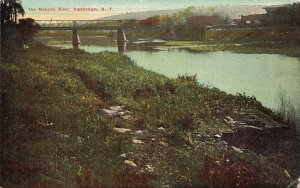 AMSTERDAM NY NEW YORK~MOHAWK RIVER~1913 POSTCARD