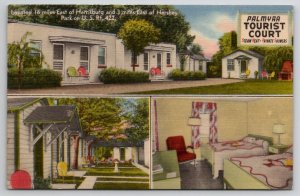 Palmyra PA Tourist Court Multi View Interior Rooms Linen Postcard U29