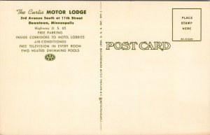 The Curtis Motor Lodge Downtown Minneapolis Minnesota Postcard PC431