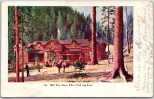 Colorado Springs CO, Pike's Peak Cog Road, Half Way House, Vintage Postcard