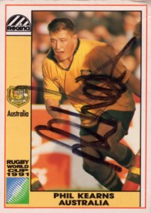 Phil Kearns Australia Hand Signed Rugby 1991 World Cup Card Photo