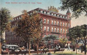 El Paso Texas Hotel Sheldon and Plaza Antique Postcard J54843 