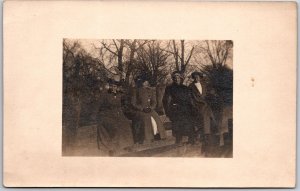 Group Of Women Photography Forest Trees Background Antique Postcard