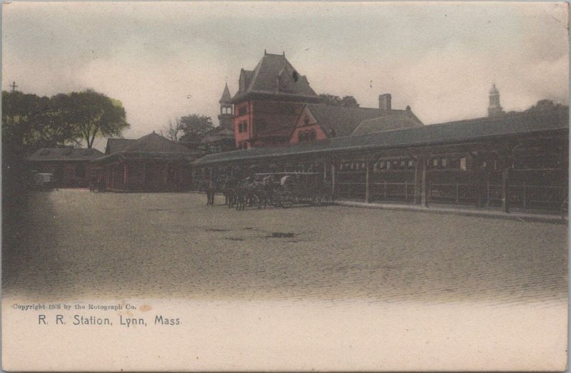 Postcard Railroad Station Lynn MA 1915