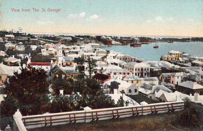 St George Bermuda Birds Eye View Antique Postcard J76638