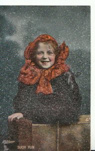 Children Postcard - Snow Scene - ´Such Fun´ - Ref TZ949