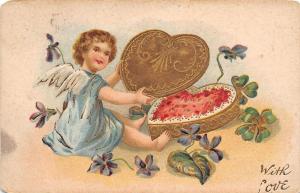 D61/ Valentine's Day Love Holiday Postcard 1909 Atlanta Georgia Gold Box Cupid 4