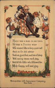 Met Life Insurance Old Doctor Advertising Ad c1920 Vintage Postcard