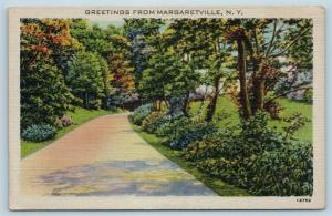 Postcard NY Margaretville Scenic Greetings From Margaretville c1940s Linen Q3