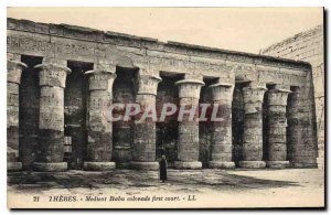 Old Postcard Egypt Egypt Medinet Habu THEBES Colonnade in the first Court