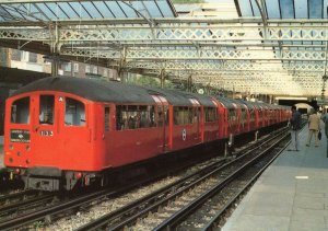 1938 Tube Stock at Queens Park Station Bakerloo Line London Postcard