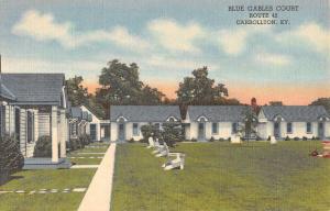 Carrollton Kentucky Blue Gabels court Linen Antique Postcard K19891