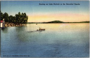 Boating on Lake Norfolk in the Ozarks AR c1951 Vintage Linen Postcard B24