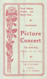 Great Nelmes Hornchurch Cricket Club Antique 1907 Concert Rare Theatre Programme