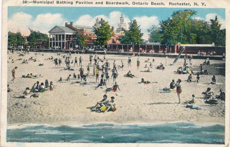 Municipal Beach at Ontario Beach Park Charlotte Rochester New York pm 1934 WB