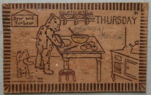 1907 Leather Bear Family Baking Stove Undivided Back Heal Iowa Postcard 6-12 