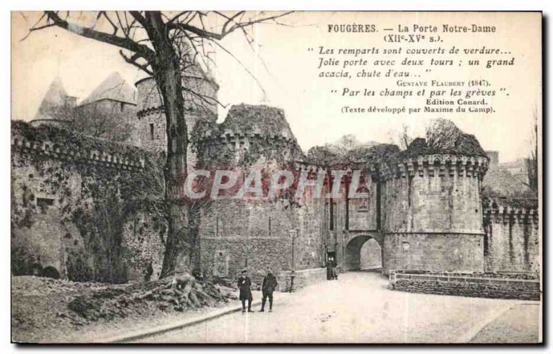 Old Postcard Fougeres La Porte Notre Dame The walls are covered with greenery...