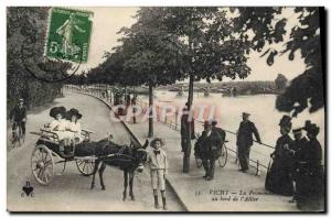 Old Postcard Donkey Mule Vichy The promenade along the & # 39Allier