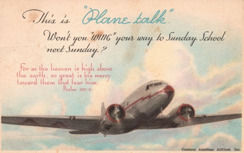 Vintage Postcard 1945 Plane Talk As The Heaven Is High Above The Earth Greetings