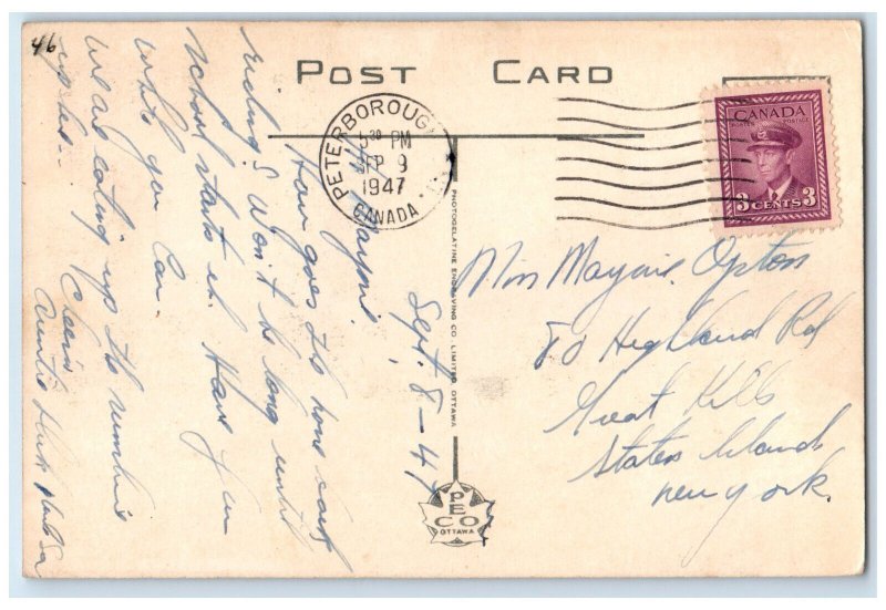 1947 Scene at George Street Peterborough Ontario Canada Vintage Posted Postcard