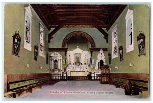 c1910 Interior of Mission Guadalupe Ciudad Juarez Mexico Antique Postcard