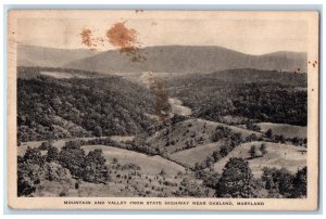 1937 Mountain and Valley from State Highway Near Oakland Maryland MD Postcard