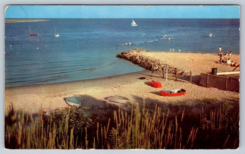 Beach Scene, Gaspe Peninsula Quebec Canada, Vintage 1969 Chrome Postcard