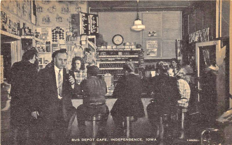 Independence IA Bus Depot Cafe Interior Postcard