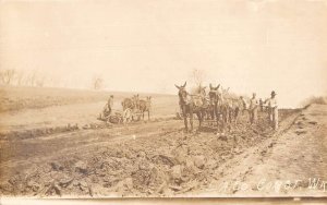 Horse Team Farming Scene Real Photo Vintage Postcard AA28155