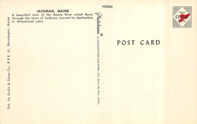 JACKMAN, ME  Maine         HOME ON THE BANKS OF MOOSE RIVER             Postcard