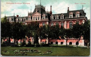 Parliament Buildings Winnepeg Canada Government Office Grounds Postcard