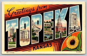 Large Letter Greetings From Topeka  Kansas  1941  Postcard