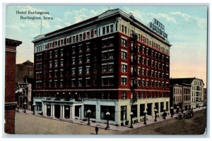 1910 Exterior View Hotel Burlington Building Burlington Iowa IA Vintage Postcard