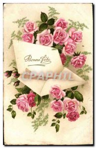 Old Postcard Bonne Fete Flowers