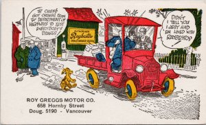 Roy Greggs Motor Co Advertising Vancouver BC Dog Raybestos Postcard H22