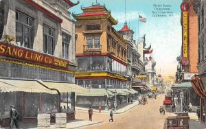 San Francisco California street scene in Chinatown antique pc Y13347 