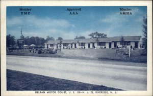 Riverside New Jersey NJ Delran Motor Court Vintage Postcard