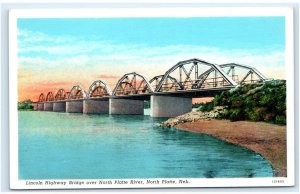 NORTH PLATTE, NE Nebraska ~ LINCOLN HIGHWAY Bridge  c1930s Linen Postcard